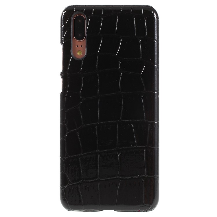 PU Leather Coated PC Cell Phone Cover for Huawei P20 - Black Crocodile Texture-3