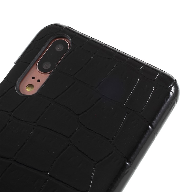 PU Leather Coated PC Cell Phone Cover for Huawei P20 - Black Crocodile Texture-4