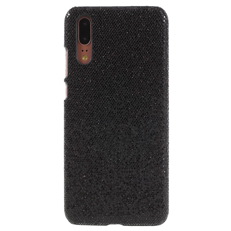 PU Leather Coated PC Lightweight Phone Cover for Huawei P20 - Black Glittery Sequins-1