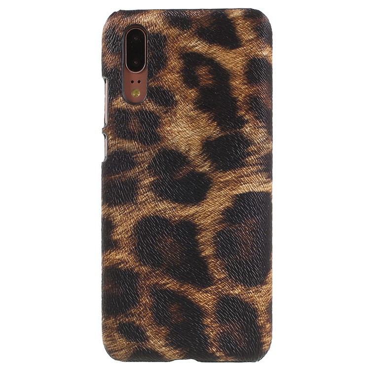 For Huawei P20 PU Leather Coated PC Cell Phone Shell - Leopard Texture-1