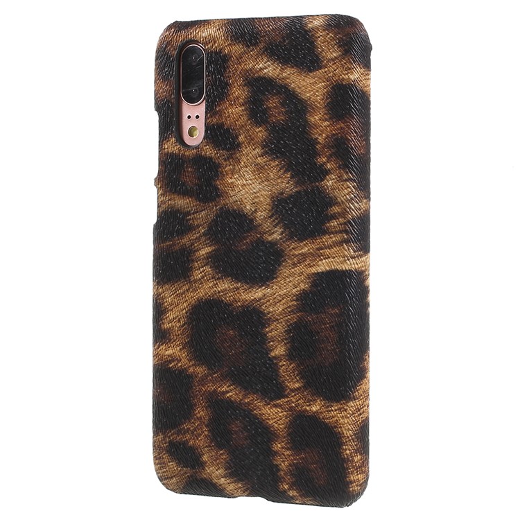For Huawei P20 PU Leather Coated PC Cell Phone Shell - Leopard Texture-2