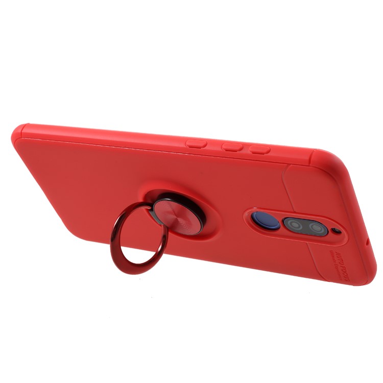 Metal Finger Ring Kickstand TPU Mobile Phone Case for Huawei Mate 10 Lite - Red-5