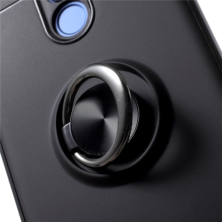 Metal Ring Kickstand TPU Couverture de Téléphone Mobile Pour Huawei Mate 10 Lite - le Noir