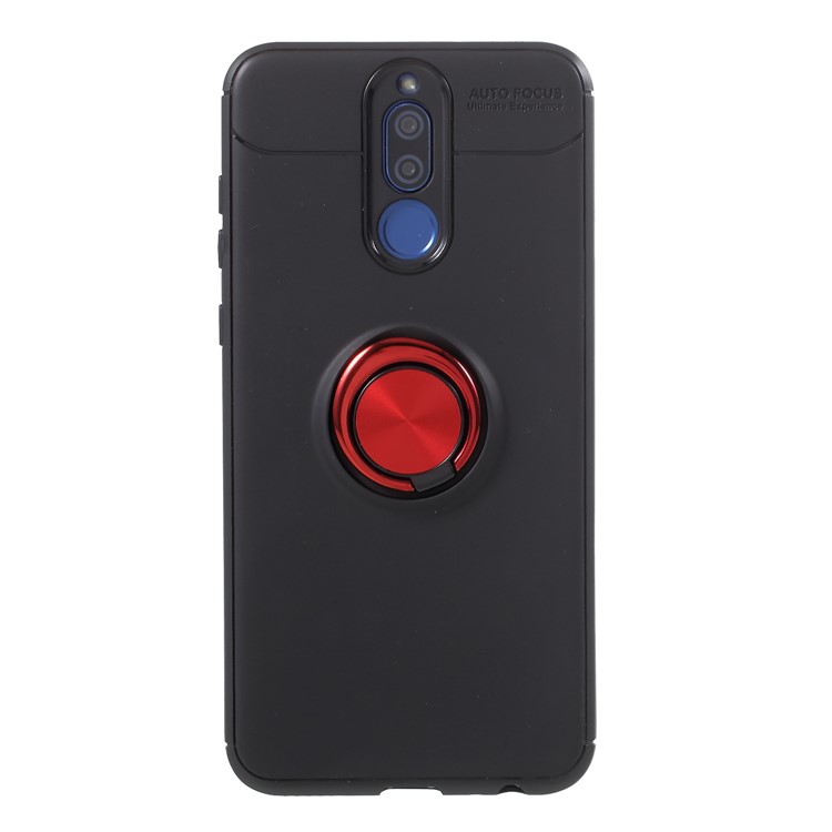 Metal Finger Ring Kickstand TPU Mobile Phone Shell for Huawei Mate 10 Lite - Black + Red-1