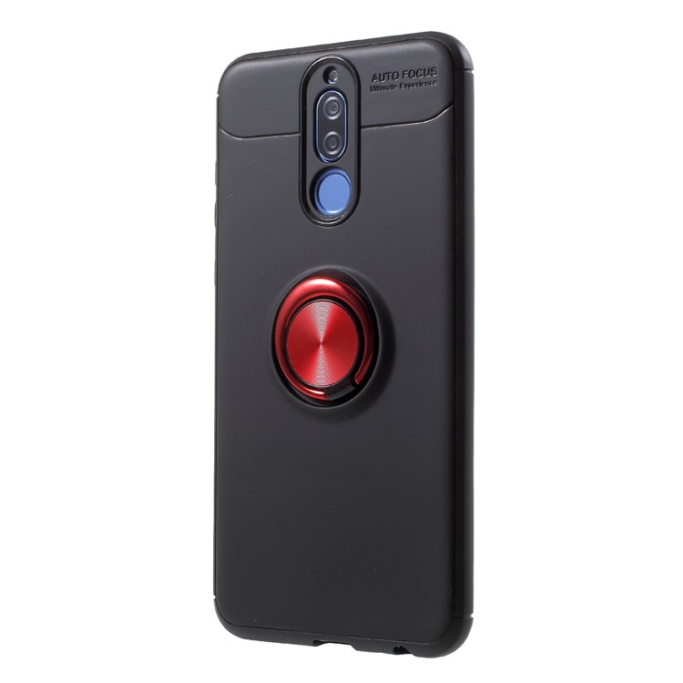 Metal Finger Ring Kickstand TPU Mobile Phone Shell for Huawei Mate 10 Lite - Black + Red-2