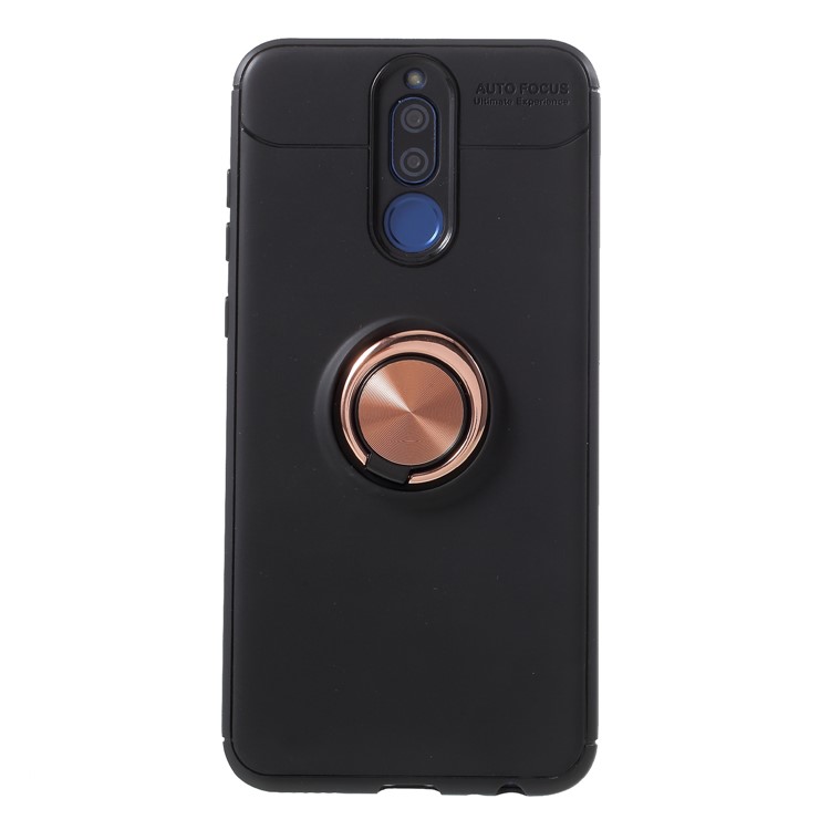 Metal Finger Ring Kickstand TPU Mobile Case for Huawei Mate 10 Lite - Black + Rose Gold-1