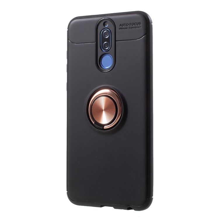 Metal Finger Ring Kickstand TPU Mobile Case for Huawei Mate 10 Lite - Black + Rose Gold-2