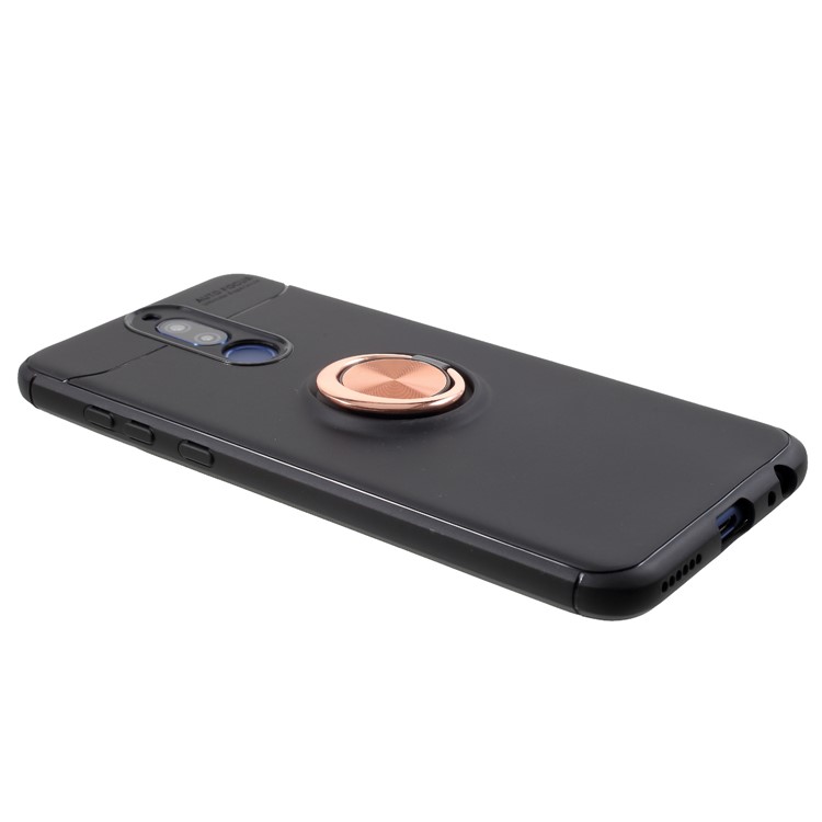 Metal Finger Ring Kickstand TPU Mobile Case for Huawei Mate 10 Lite - Black + Rose Gold-4