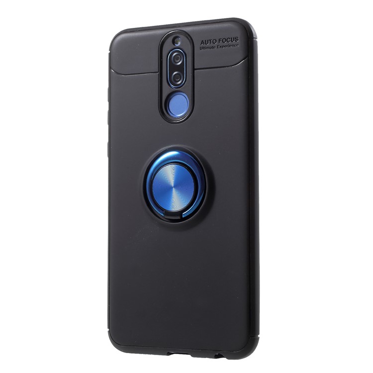 Metal Finger Ring Kickstand TPU Phone Cover for Huawei Mate 10 Lite - Black + Blue-2