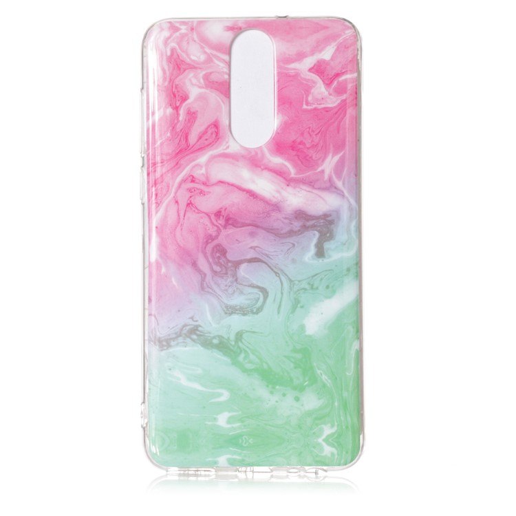 Marble Pattern IMD TPU Back Casing Shell for Huawei Mate 10 Lite / nova 2i / Maimang 6 / Honor 9i (India) - Pink/Green-1