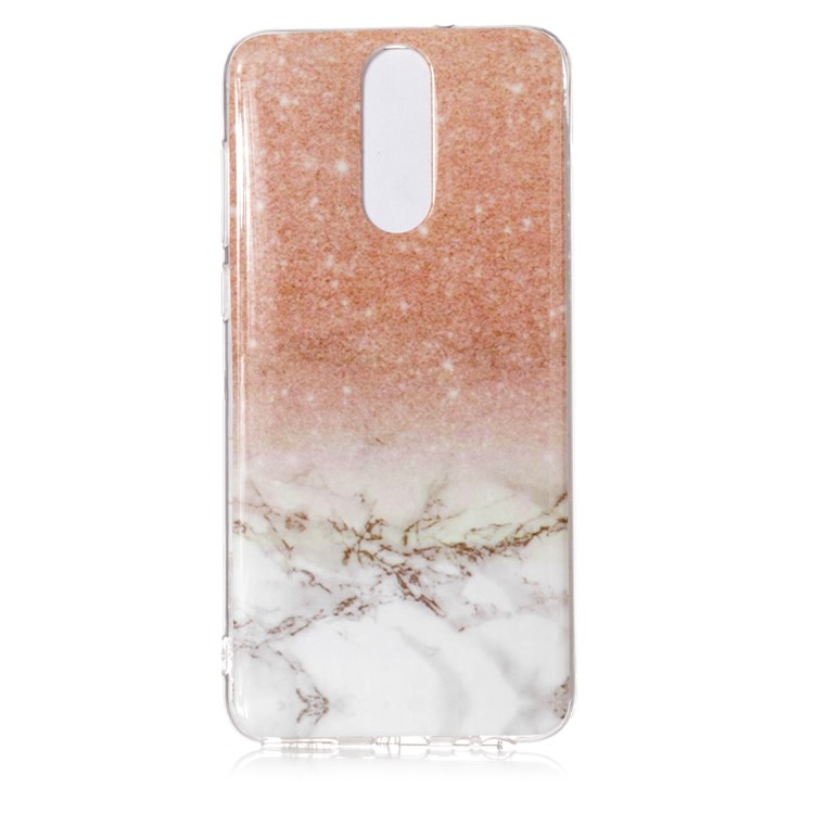 Marble Pattern IMD TPU Back Phone Accessory Case for Huawei Mate 10 Lite / nova 2i / Maimang 6 / Honor 9i (India) - Orange / White-1