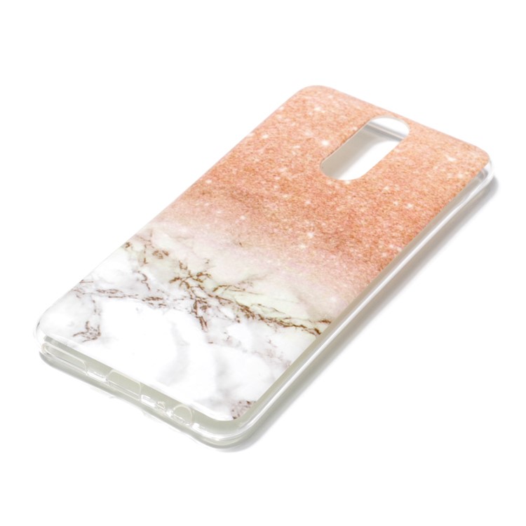 Marble Pattern IMD TPU Back Phone Accessory Case for Huawei Mate 10 Lite / nova 2i / Maimang 6 / Honor 9i (India) - Orange / White-2