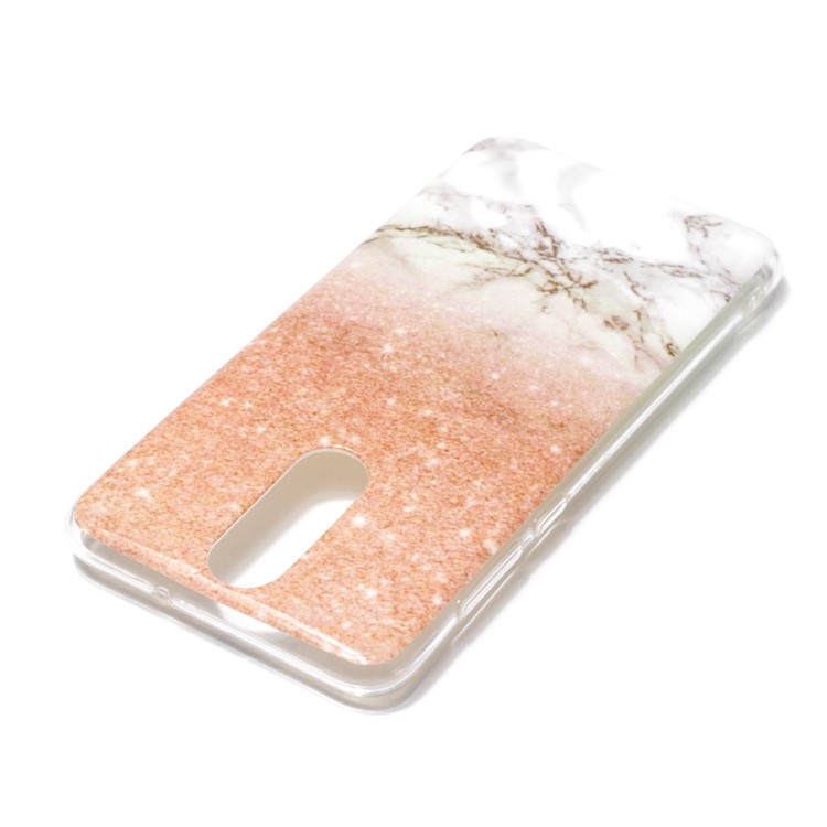 Marble Pattern IMD TPU Back Phone Accessory Case for Huawei Mate 10 Lite / nova 2i / Maimang 6 / Honor 9i (India) - Orange / White-3