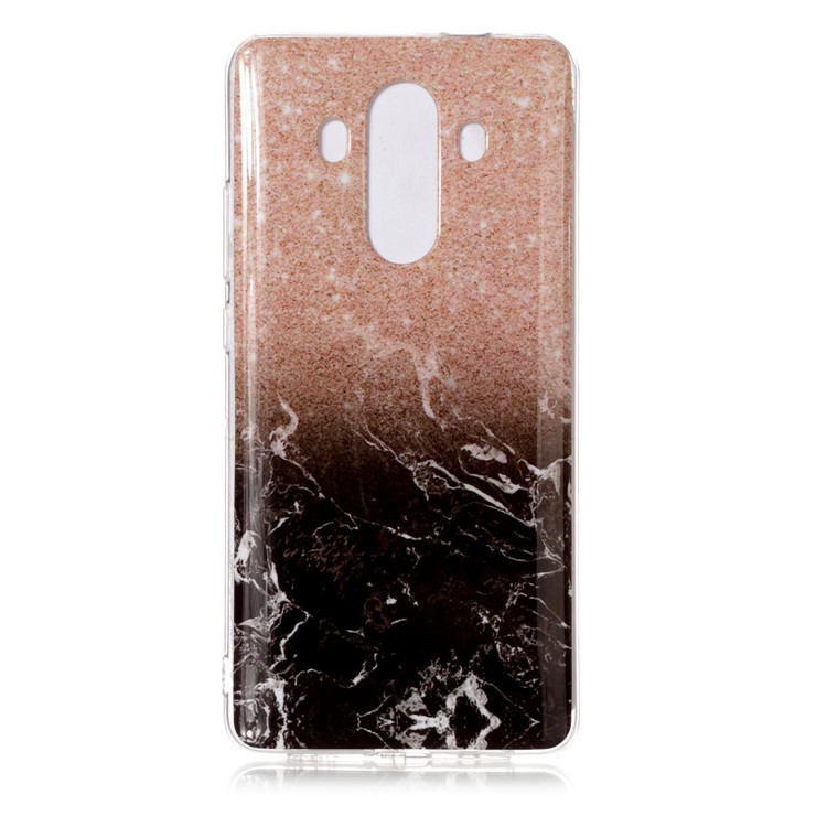 Marble Pattern IMD TPU Cover for Huawei Mate 10 Pro - Orange / Black-1