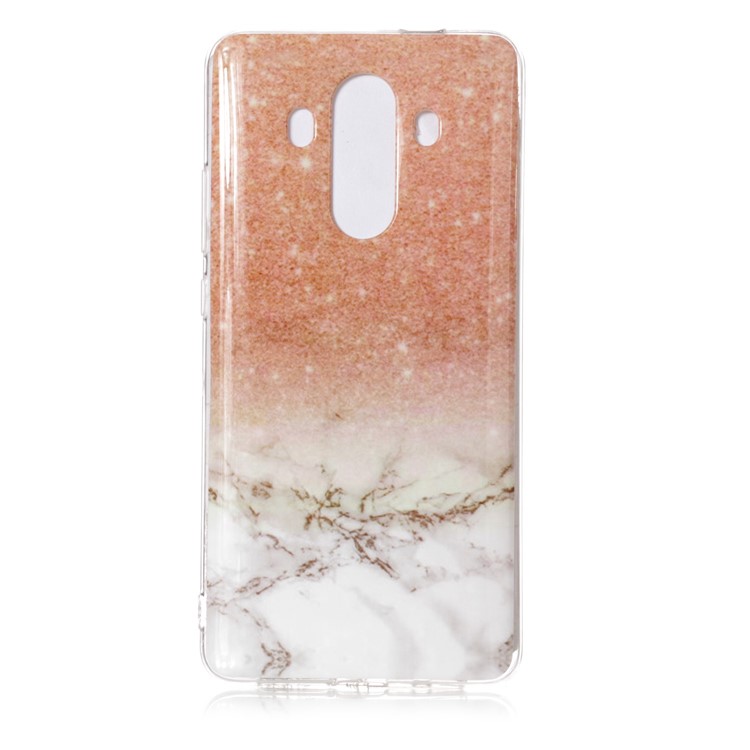 Marble Pattern IMD TPU Shell for Huawei Mate 10 Pro - Orange / White-1