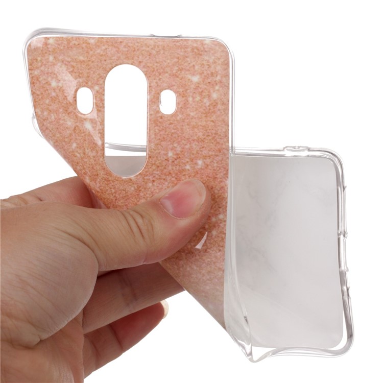 Marble Pattern IMD TPU Shell for Huawei Mate 10 Pro - Orange / White-4
