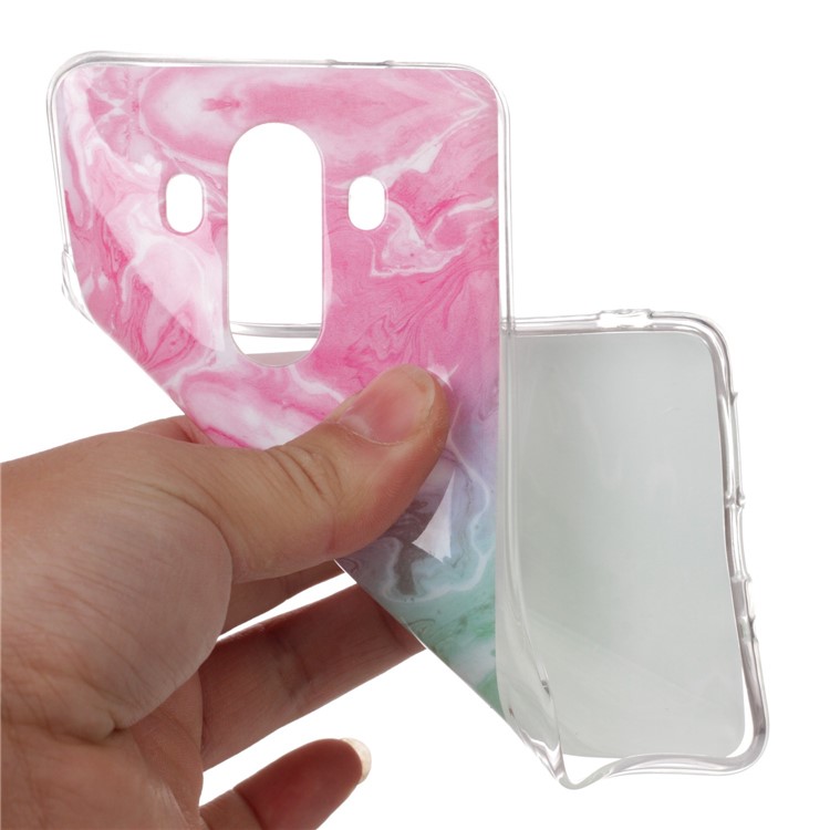Marble Pattern IMD TPU Phone Case for Huawei Mate 10 Pro - Pink and Green-4