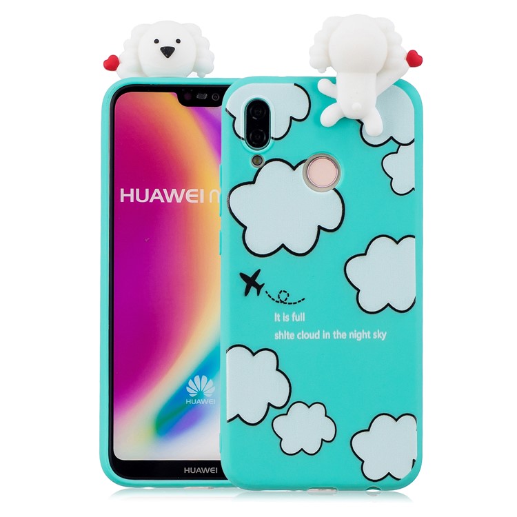 3D Cute Doll Pattern Printing TPU Mobile Phone Casing for Huawei P20 Lite / Nova 3e - Cloud Pattern-1