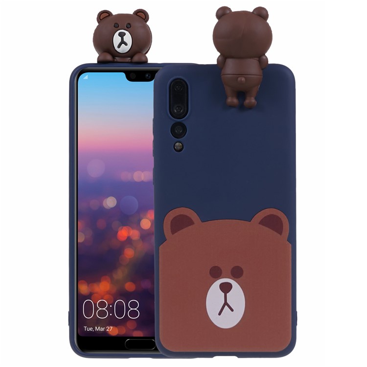 Modelo Lindo De La Muñeca 3D Que Imprime La Caja Del Teléfono Celular De La Parte Posterior De La Protección De TPU Para Huawei P20 Favorable - Oso-1