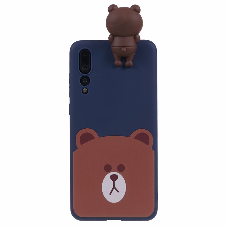 Modelo Lindo De La Muñeca 3D Que Imprime La Caja Del Teléfono Celular De La Parte Posterior De La Protección De TPU Para Huawei P20 Favorable - Oso-2