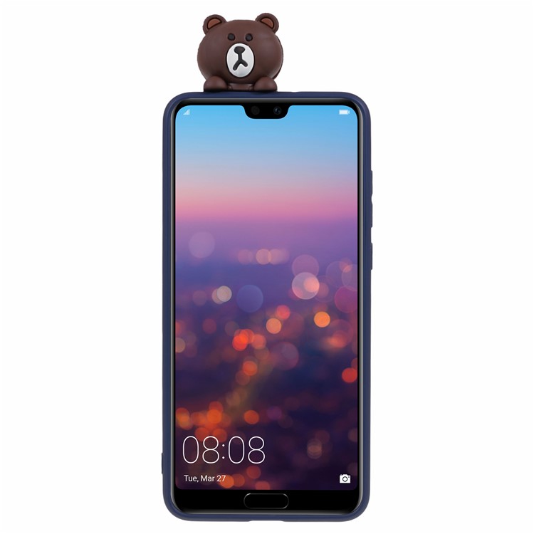 Modelo Lindo De La Muñeca 3D Que Imprime La Caja Del Teléfono Celular De La Parte Posterior De La Protección De TPU Para Huawei P20 Favorable - Oso-3