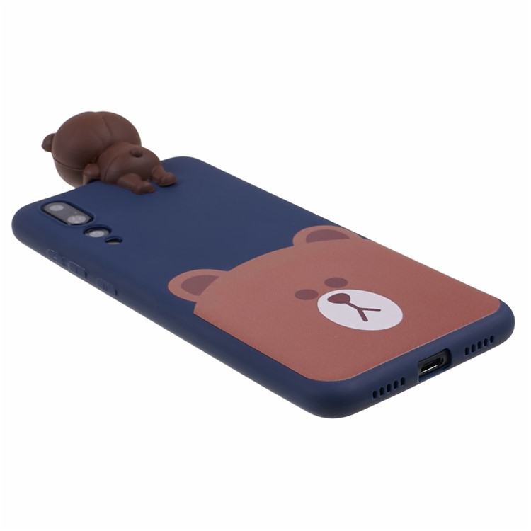 Modelo Lindo De La Muñeca 3D Que Imprime La Caja Del Teléfono Celular De La Parte Posterior De La Protección De TPU Para Huawei P20 Favorable - Oso-7