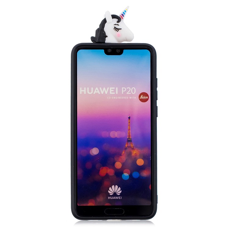 3D Animal Pattern Printing Soft TPU Cover for Huawei P20 - Black Unicorn-3