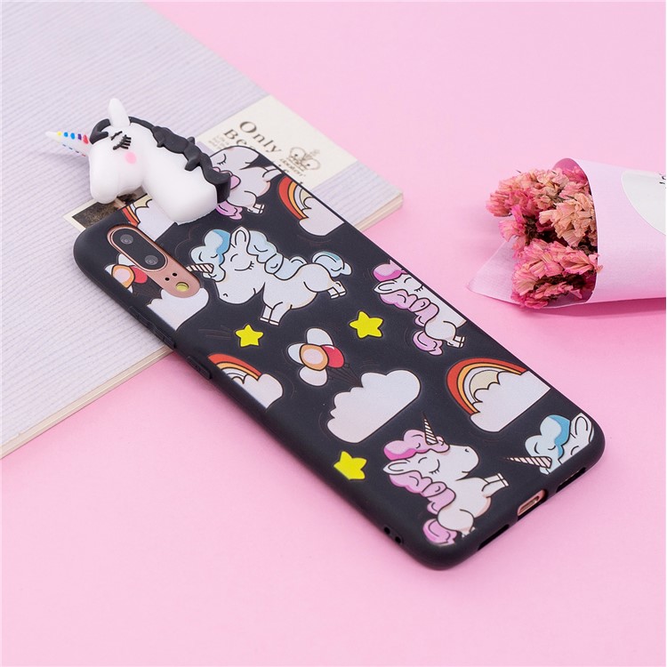 3D Animal Pattern Printing Soft TPU Cover for Huawei P20 - Black Unicorn-6