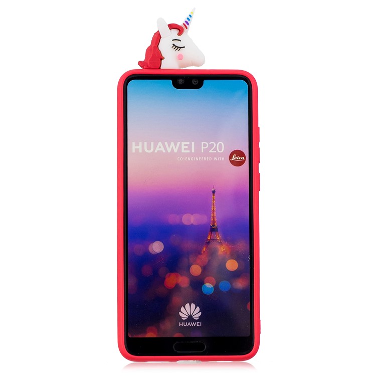 3D Animal Pattern Printing Soft TPU Shell Case for Huawei P20 - White Unicorn-3