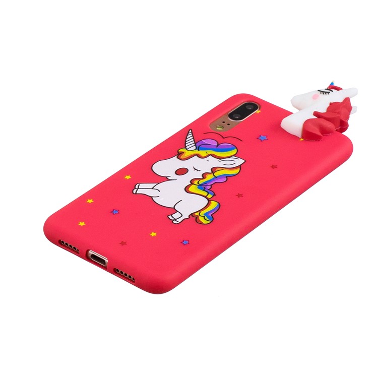 3D Animal Pattern Printing Soft TPU Shell Case for Huawei P20 - White Unicorn-4