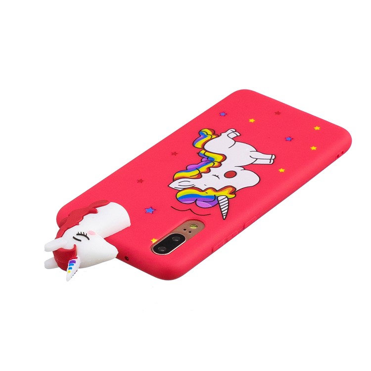 3D Animal Pattern Printing Soft TPU Shell Case for Huawei P20 - White Unicorn-5