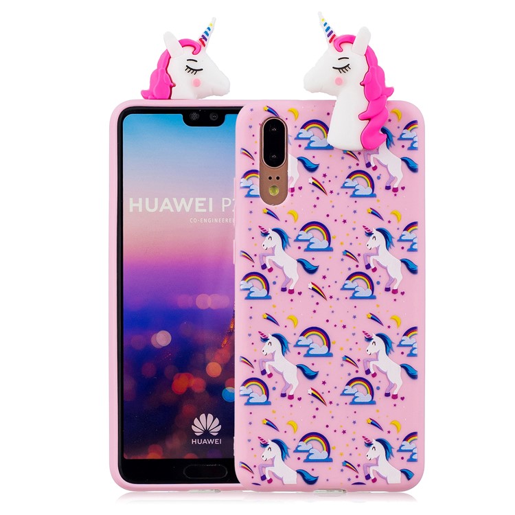 3D Animal Pattern Printing Soft TPU Mobile Case for Huawei P20 - Rose Unicorn-1