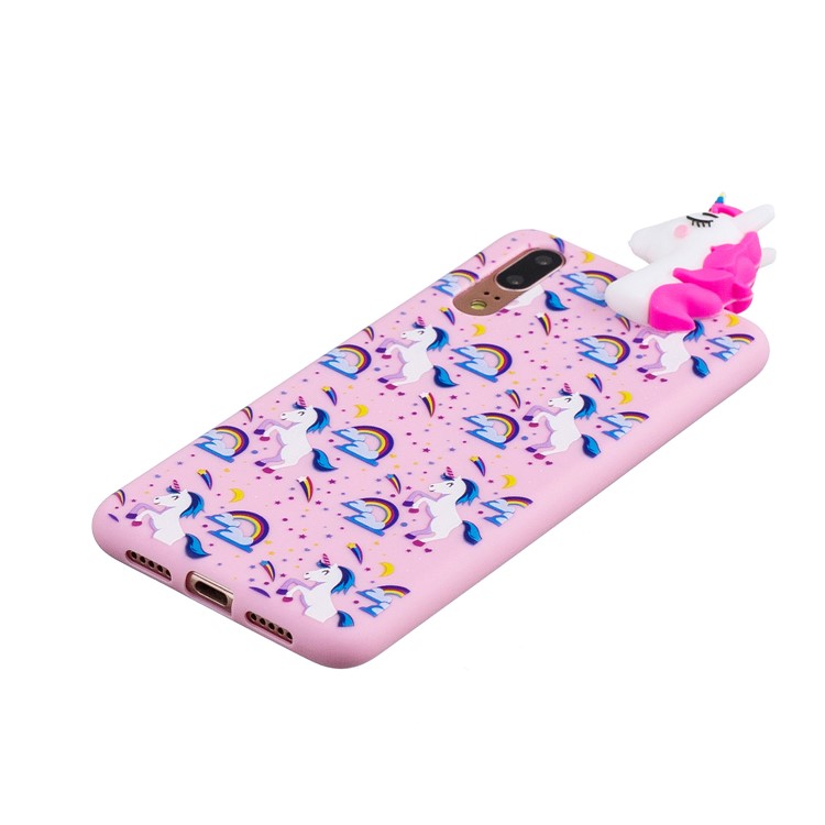 3D Animal Pattern Printing Soft TPU Mobile Case for Huawei P20 - Rose Unicorn-4