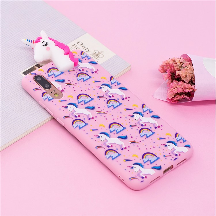 3D Animal Pattern Printing Soft TPU Mobile Case for Huawei P20 - Rose Unicorn-6