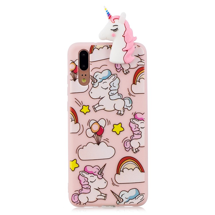 3D Animal Pattern Printing Soft TPU Phone Cover for Huawei P20 - Pink Unicorn-2