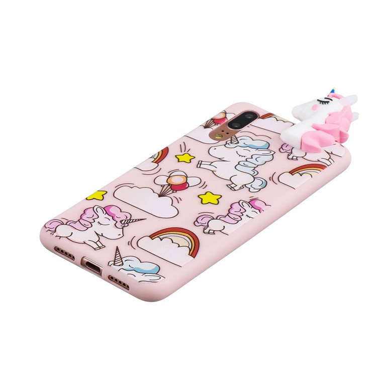 3D Animal Pattern Printing Soft TPU Phone Cover for Huawei P20 - Pink Unicorn-3