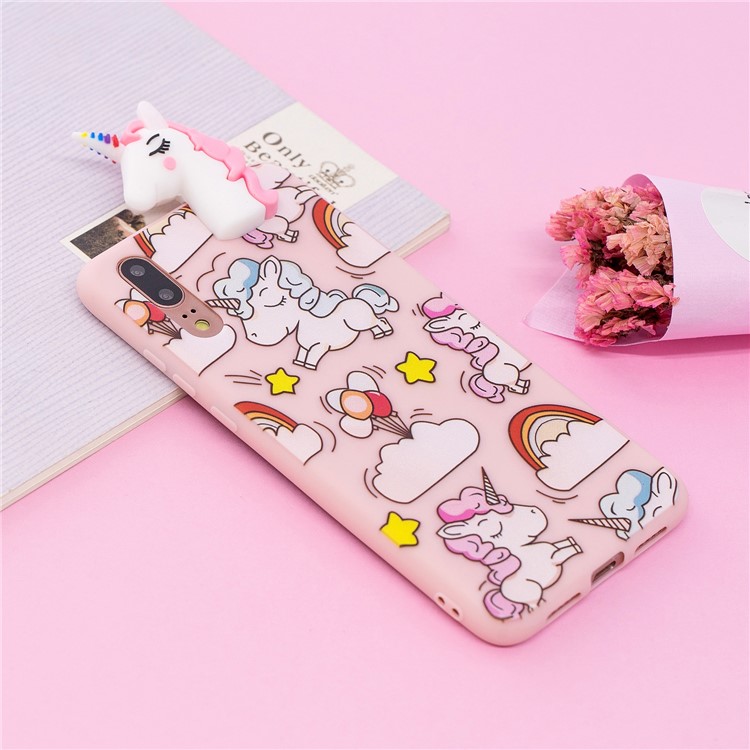 3D Animal Pattern Printing Soft TPU Phone Cover for Huawei P20 - Pink Unicorn-5