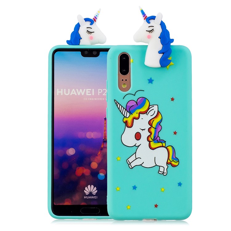 3D Animal Pattern Printing Soft TPU Phone Shell for Huawei P20 - Blue Unicorn-1