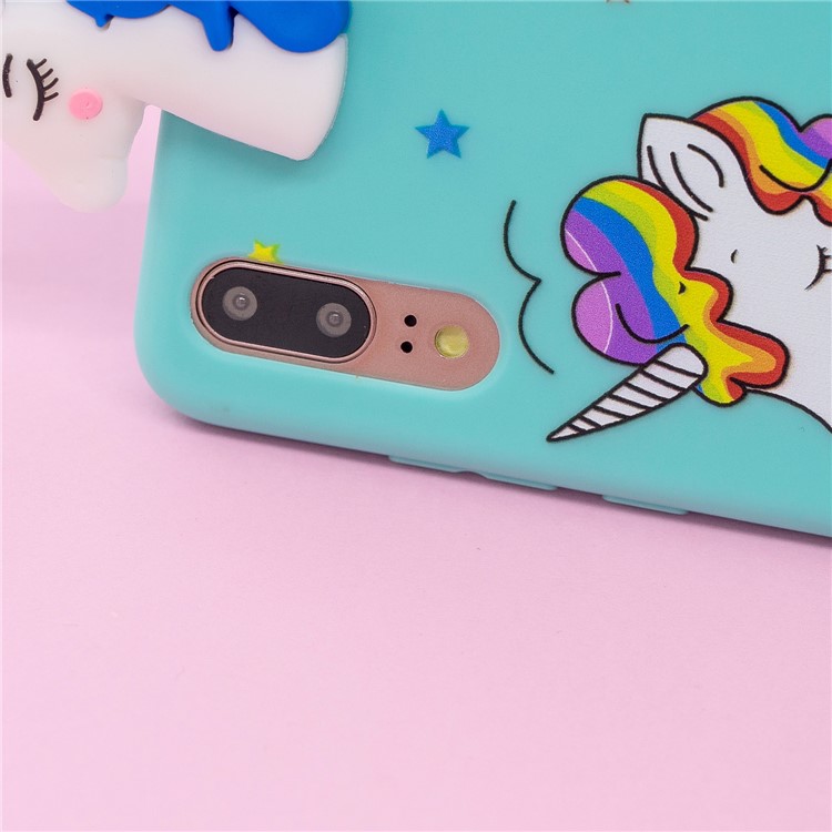 3D Animal Pattern Printing Soft TPU Phone Shell for Huawei P20 - Blue Unicorn-10