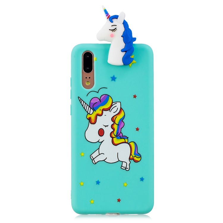 3D Animal Pattern Printing Soft TPU Phone Shell for Huawei P20 - Blue Unicorn-2