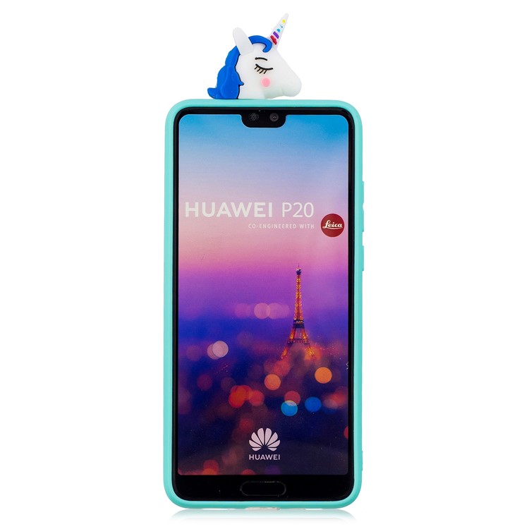 3D Animal Pattern Printing Soft TPU Phone Shell for Huawei P20 - Blue Unicorn-3