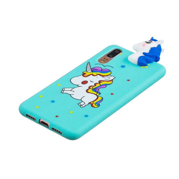3D Animal Pattern Printing Soft TPU Phone Shell for Huawei P20 - Blue Unicorn-4