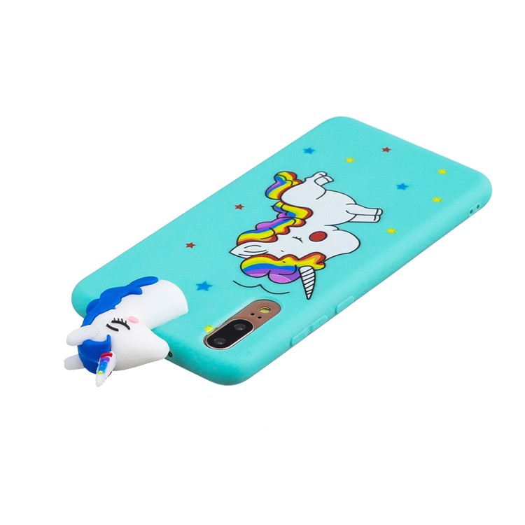 3D Animal Pattern Printing Soft TPU Phone Shell for Huawei P20 - Blue Unicorn-5