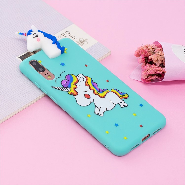 3D Animal Pattern Printing Soft TPU Phone Shell for Huawei P20 - Blue Unicorn-6