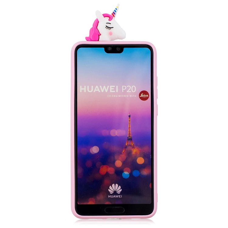 3D Animal Pattern Printing Soft TPU Mobile Casing for Huawei P20 - Purple Unicorn-2