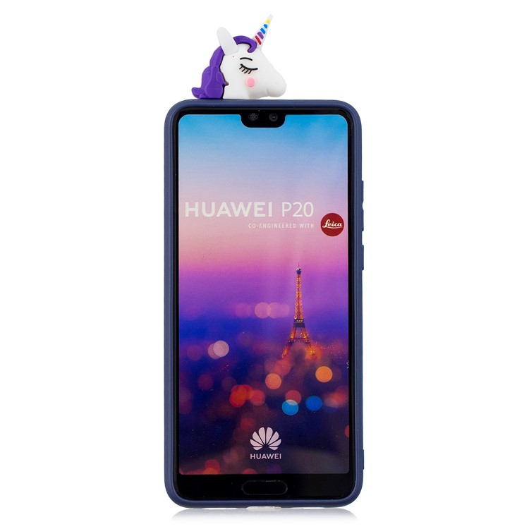 3D Animal Pattern Printing Soft TPU Mobile Casing for Huawei P20 - Purple Unicorn-4