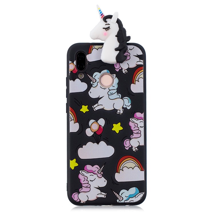 3D Animal Pattern Printing Soft TPU Shell Case for Huawei P20 Lite / Nova 3e - Black Unicorn-2