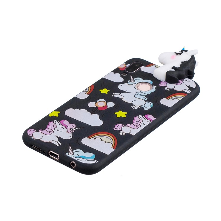 3D Animal Pattern Printing Soft TPU Shell Case for Huawei P20 Lite / Nova 3e - Black Unicorn-4