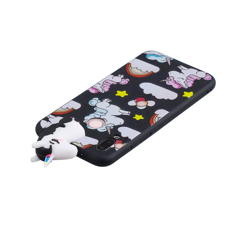 3D Animal Pattern Printing Soft TPU Shell Case for Huawei P20 Lite / Nova 3e - Black Unicorn-5