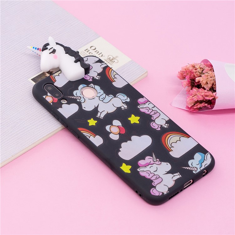 3D Animal Pattern Printing Soft TPU Shell Case for Huawei P20 Lite / Nova 3e - Black Unicorn-6